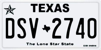 TX license plate DSV2740