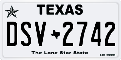 TX license plate DSV2742