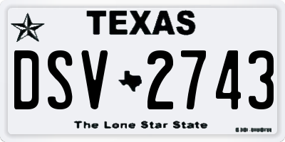 TX license plate DSV2743