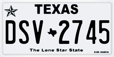 TX license plate DSV2745