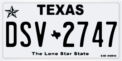 TX license plate DSV2747