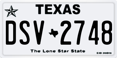 TX license plate DSV2748