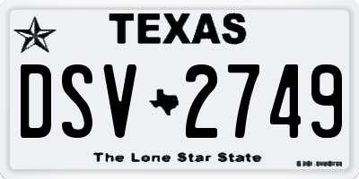 TX license plate DSV2749
