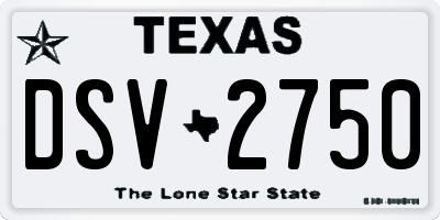 TX license plate DSV2750