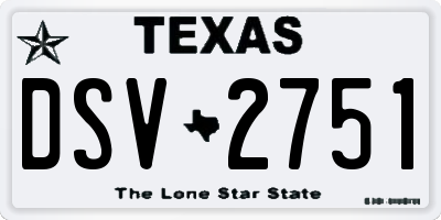 TX license plate DSV2751