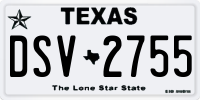 TX license plate DSV2755