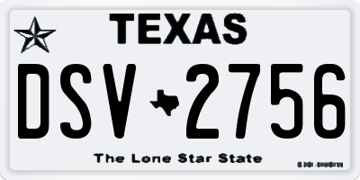 TX license plate DSV2756