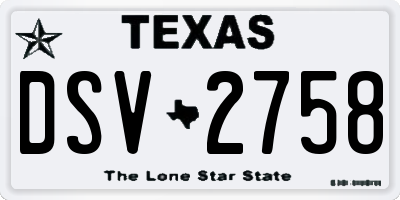 TX license plate DSV2758