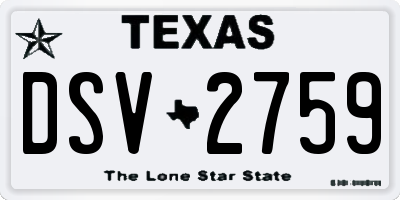 TX license plate DSV2759