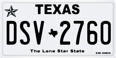 TX license plate DSV2760