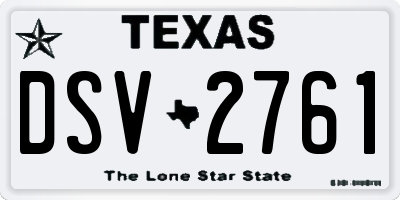 TX license plate DSV2761