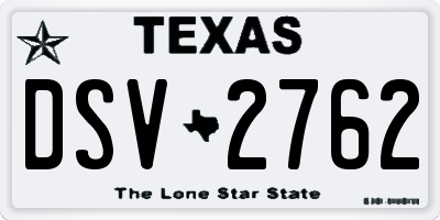 TX license plate DSV2762
