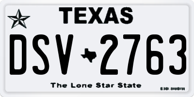 TX license plate DSV2763