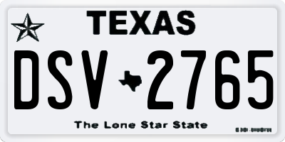 TX license plate DSV2765