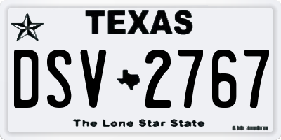 TX license plate DSV2767
