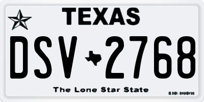 TX license plate DSV2768