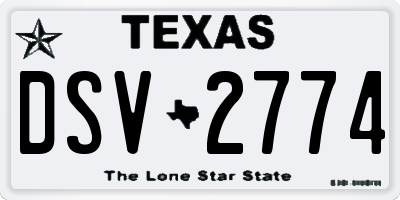 TX license plate DSV2774