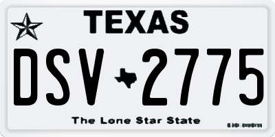 TX license plate DSV2775