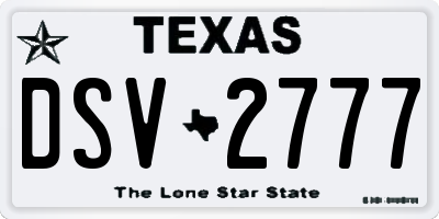 TX license plate DSV2777