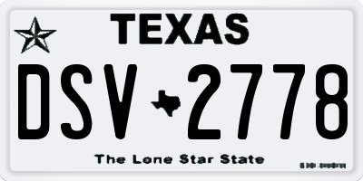 TX license plate DSV2778