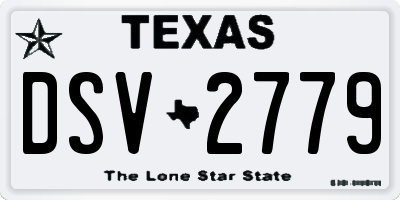 TX license plate DSV2779