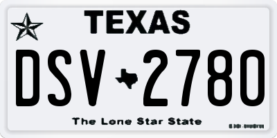 TX license plate DSV2780
