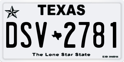 TX license plate DSV2781