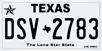 TX license plate DSV2783