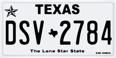 TX license plate DSV2784