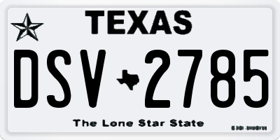 TX license plate DSV2785