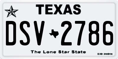 TX license plate DSV2786
