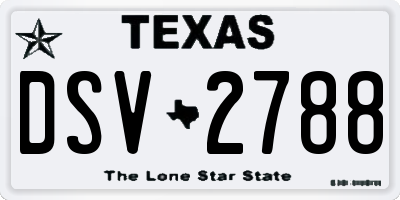 TX license plate DSV2788