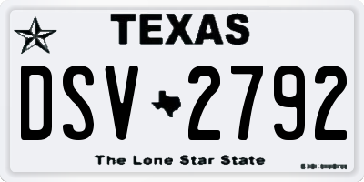 TX license plate DSV2792