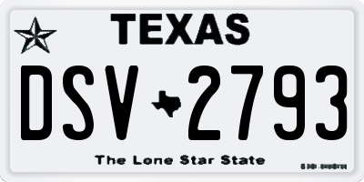 TX license plate DSV2793