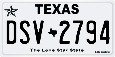 TX license plate DSV2794