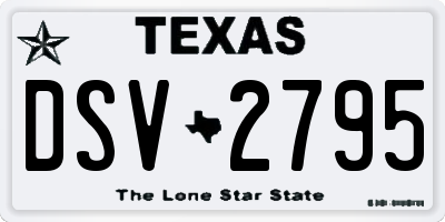 TX license plate DSV2795