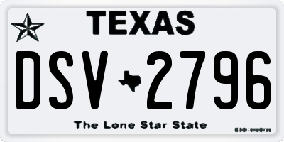 TX license plate DSV2796