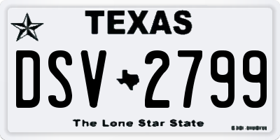 TX license plate DSV2799
