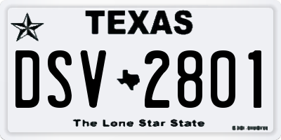TX license plate DSV2801