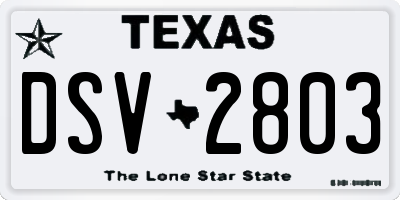 TX license plate DSV2803