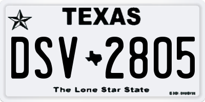 TX license plate DSV2805