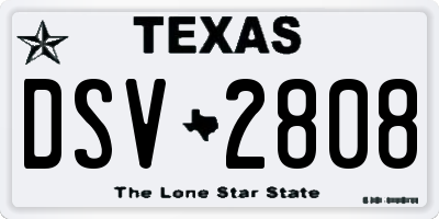 TX license plate DSV2808
