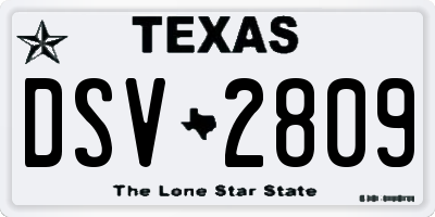 TX license plate DSV2809