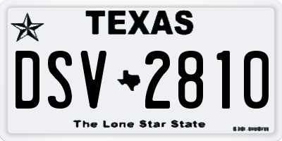 TX license plate DSV2810