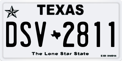 TX license plate DSV2811