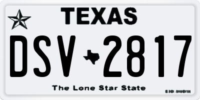 TX license plate DSV2817