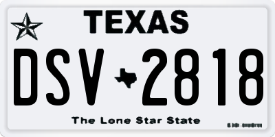 TX license plate DSV2818