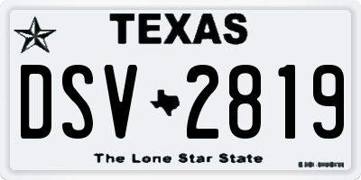 TX license plate DSV2819