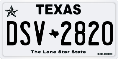 TX license plate DSV2820