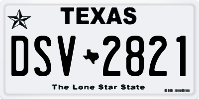 TX license plate DSV2821